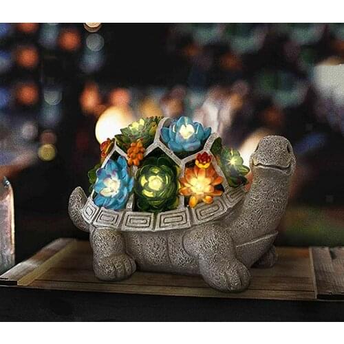 Garden Porch Turtle Art Decoration Tortoise Statue Ornament Solar 7 LED Tortoise Statue Yard Lawn Home Art Decor Accessories