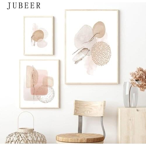 Modern Abstract Canvas Painting Pink Geometric Wall Art Boho Poster and Print Decoration Pictures for Living Room Home Decor