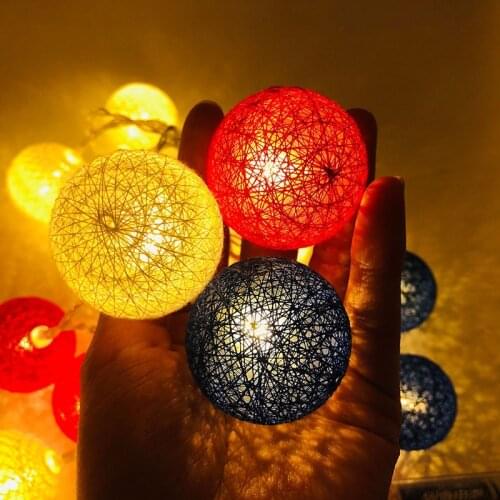 10 LED Cotton Ball String Lights Battery Operated Colorful Garland Fairy Lights for Home Wedding Christmas Party Outdoor Decors