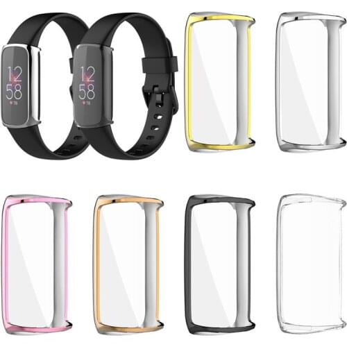 TPU Soft Full Screen Glass Protector Smartband Case Shell Edge Frame For Fitbit Luxe Band Protective Bumper Cover Accessories
