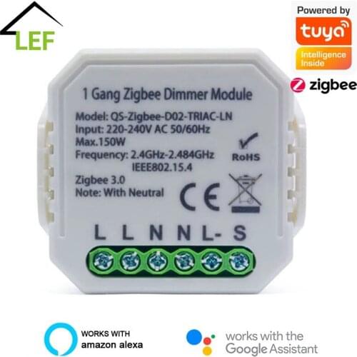 Tuya ZigBee 3.0 Smart Dimmer Switch Module with Neutral 1 Gang Wireless Control Switch Relay Works Zigbee