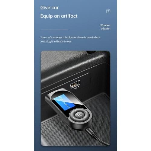 LCD USB Bluetooth 5.0 Adapter 3.5mm Jack Stereo Audio Receiver and Transmitter Integrated Machine Adapter Hand-free Call