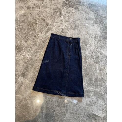 Spring new womens 2021 denim blue high waist skirt versatile, simple and casual