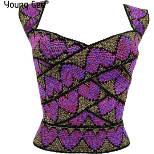 Young Gee Heart Crop Top Women Camis Women Camisole 2019 New Summer Sexy Sleeveless Slim Low Chest Button Club Roupas Femininas