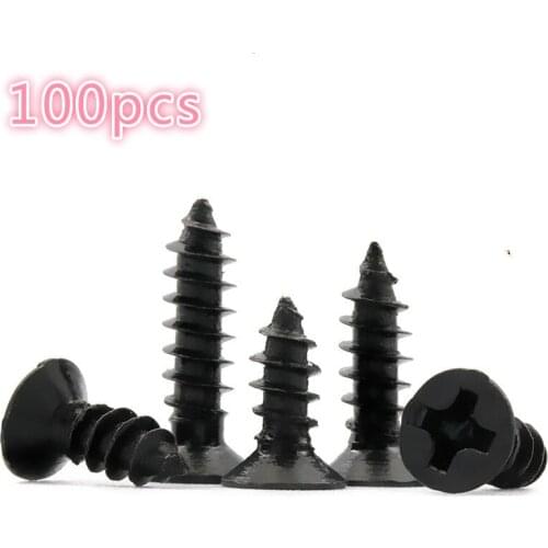 100pcs Self Tapping Screws M2 M2.6 M3 Laptop Screws Computer Pan Head Black Carbon Steel Self-tapping Screw