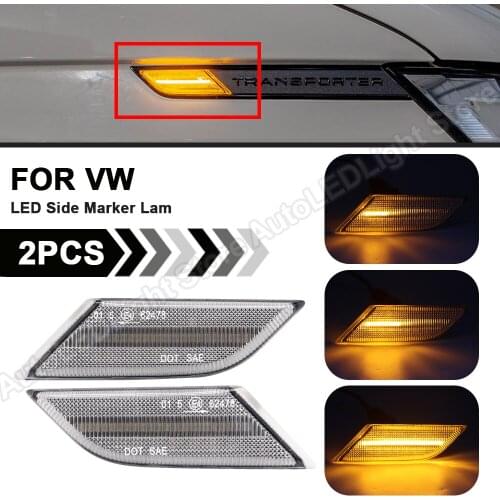 2Pcs Dynamic Blinker Indicator LED Side Marker Light Turn Signal Lamp For VW Transporter T6 2020 2021 Flashing Light 7LA949101