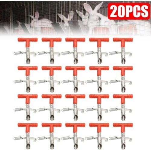 20Pcs Rabbit Water Drinker Drinking Water Accessories Equipment Spring Type Galvanized Bunny Cage Automatic