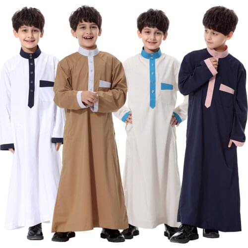 2020NEW Muslim Boys Turkey Abaya Kids Kaftan Islamic Clothing Kurta Dubai Jubba Thobe Arab Eid Mubarak Traditional Robes