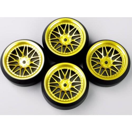 4Pcs 1/10 RC Drift Tires Model BBG+PP0367 Tire and Wheel Set Rims with 6mm Offset 12mm Hex Fit Car Model Toys Accessory