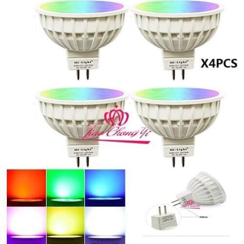 4x Mi light Dimmable MR16 4W Led Bulb RGB+CCT LED Spotlight Smart Led Lamp with