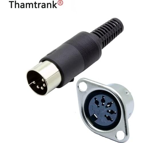 5sets/lot 5 Pin DIN Connector Male Plug+Female Jack Panel Mount Wire Connector Audio AV Connector DIN Plug Jack Socket Terminal