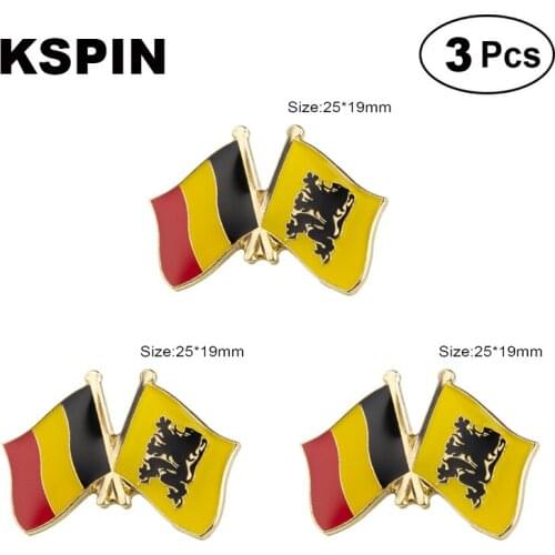 Belgium & FLANDERS Frendship Lapel Pin Brooches Pins Flag badge Brooch Badges