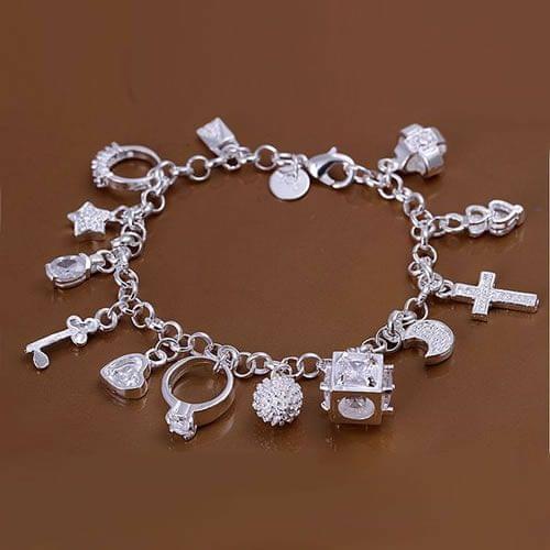 Free shipping jewelry silver plated jewelry bracelet fine fashion 13 charm bracelet top quality wholesale and retail SMTH144