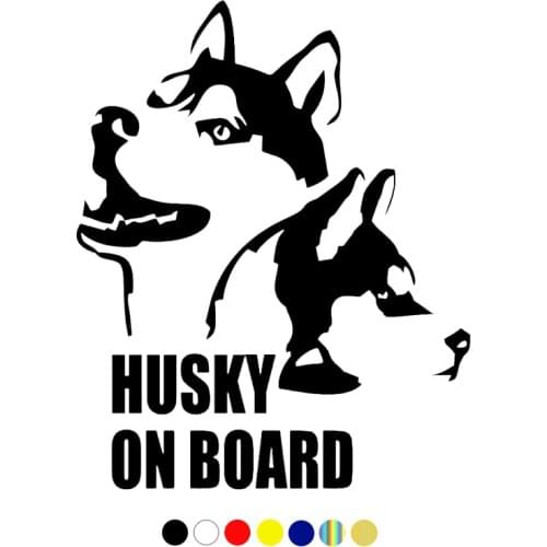 CS-801#15*18.4cm HUSKY ON BOARD funny car sticker vinyl decal white/black for auto car stickers styling car decoration