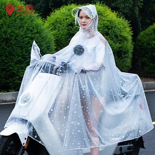 Electric Battery Motorcycle Raincoat Long Full Body Rainproof plus-Sized Thick Transparent Single Female Bicycle Poncho
