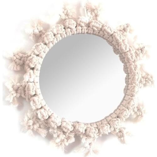Elegant Woven Cotton Rope Mirror Wall Hanging Bohemian Decoration Makeup Mirror Bedside Bedroom Homestay Porch Hotel Decorations