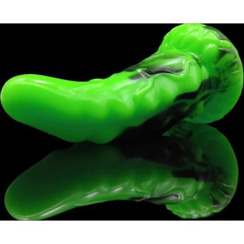 JE112 Animal Dick Dildos Horn Sawtooth Silicone Butt Plugs Gay Sex Toys For Mens Wang Green Black Mix Plug Add Color To Sex Shop