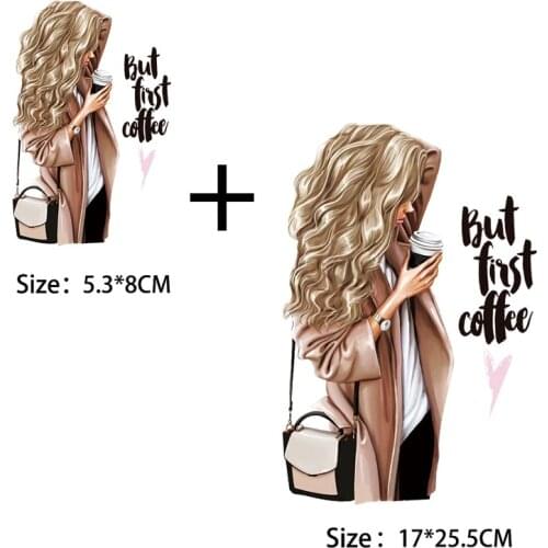 Love Coffee Iron-on Transfers Patches for Clothing Textile Vinyl Thermo Stickers Applique Diy Thermotransfer Stripes for Clothes