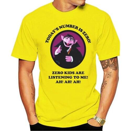 Brand Count Von Count Today Number Is Zero! Zero Kids Are Listening To Me Ah Ah Ah T-SHIRT Men Short Sleeve T-Shirt