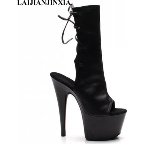 New Women Spring Sexy 15cm High-Heels Platform Shoes Night Club Party Pole Dancing Shoes Ankle Boots Dance Shoes