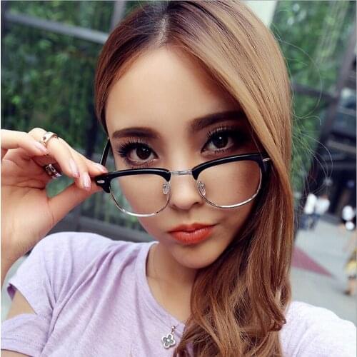 New fashion Eyewear Retro fashion male and female models frame rivet optical glasses oculos de grau half frame