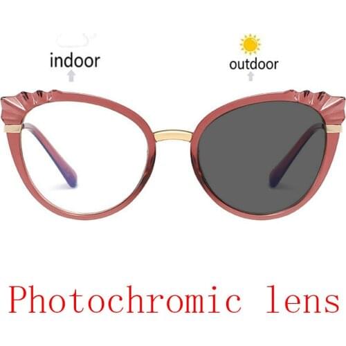 Fashion diamond frame myopia optical cat sunglasses sun photochromic finished optical glasses myopia prescription glasses UV NX