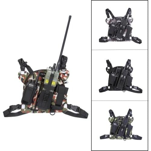 Portable Chest Rig Bag Radio Harness Front Pouch Holster Military Vest Rig Bag Adjustable Radio Waist Pouch for Baofeng Motorola
