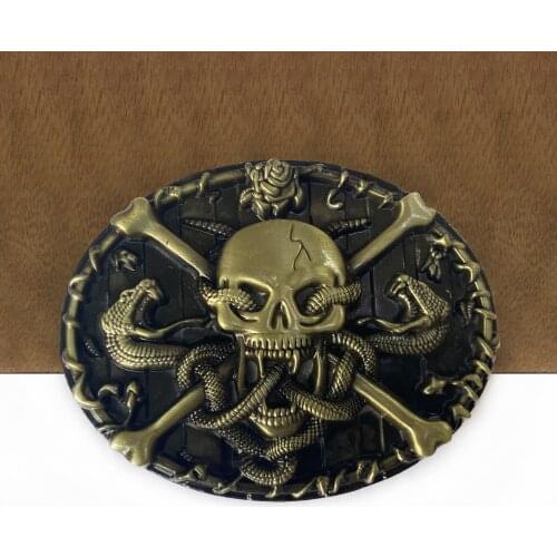 BuckleClub bad to the bone skull western cowboy jeans belt buckle FP-02475 pewter finish 4cm width loop drop shipping