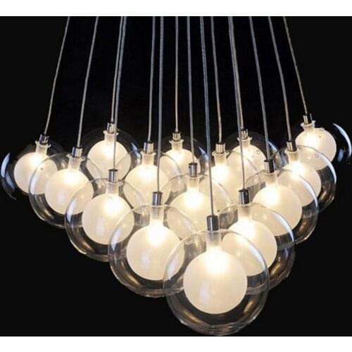 Bubble Ball Chandelier Transparent Glass Ball Molecular Chandelier G4 Restaurant Chandelier LED Light Source Hanging Light