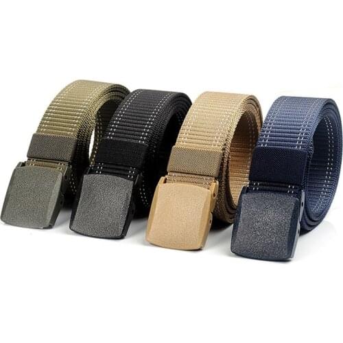 POM Smooth Buckle Mens Belt New Nylon-like Thickened Security Military Training Belt Fashion Leisure Outdoor Sports Accessories