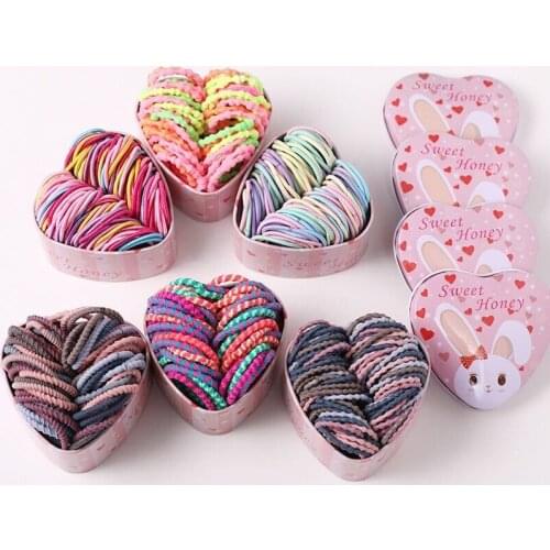 50PCS/Set Girls Colorful Basic Elastic Hair Bands Children Cute Ponytail Holder Rubber Band Headband Scrunchies Hair Accessories
