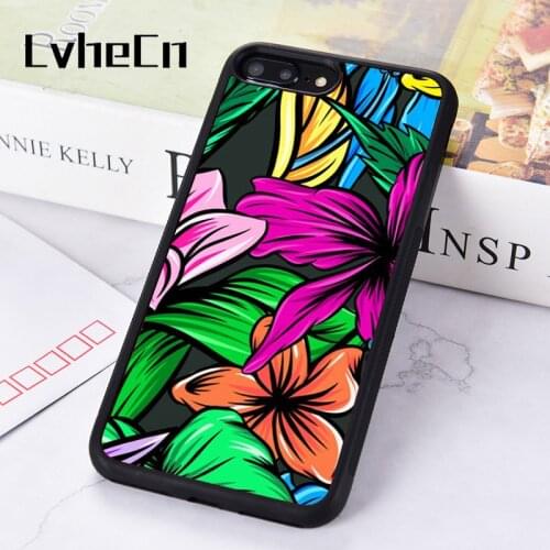 LvheCn Rubber Silicone Phone Case Cover For iPhone 6 6S 7 8 PLUS XR X XS 11 12 PRO MAX MINI Tropical Flowers
