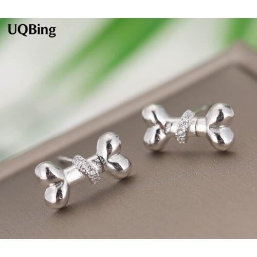Korean Dog Bones Stud Earrings 925 Sterling Silver Stud Earrings Jewelry Pendientes Brincos Fashion Jewelry