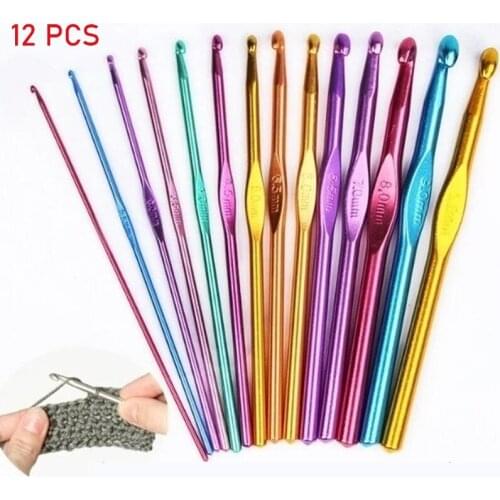 12PCS Aluminum Oxide Knitting Needles Crochet Hooks Weave Crochet Needles Set Sweater Knitting Yarn Knit hook Tools