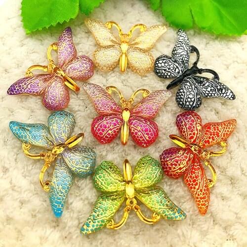 10PCS AB Resin 23mm*37mm 3D Butterfly Flatback Rhinestone Scrapbook Crafts