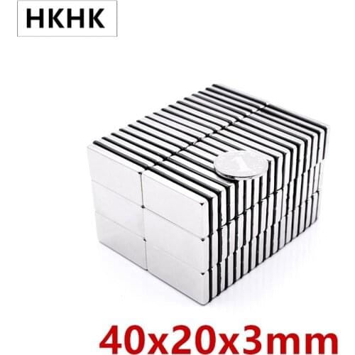 5/10-50PCS 40x20x3 mm Super Strong Sheet Rare Earth Magnet Thickness 3mm Block Rectangular Neodymium Magnets 40mm x 20mm x 3mm