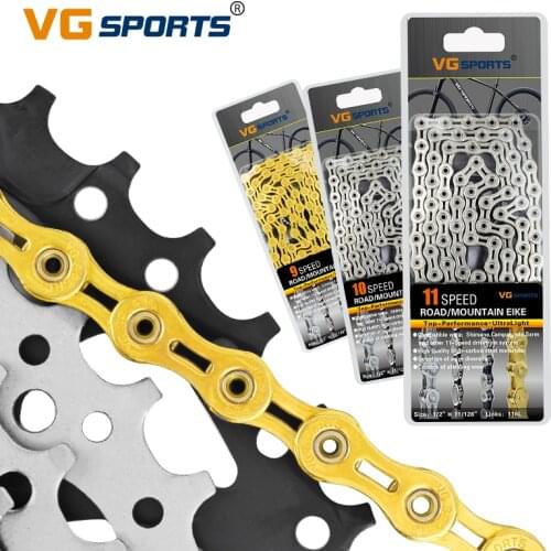 VG Sports New X9EL/ X10 EL/ X10SL / X11EL / X11SL chain 116 links 9/10/11 / speed silver / gold for mtb Road bicycle bike chain