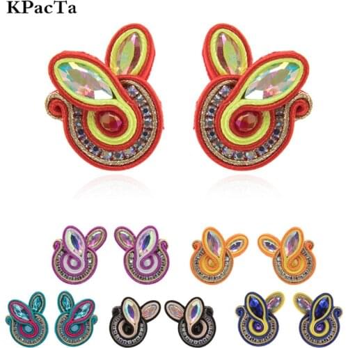 KPACTA 2019 New Ethnic Tassel Earring Jewelry For Women Rhinestone Soutache Handmade Weaving Drop Earring Praty Gift Oorbellen