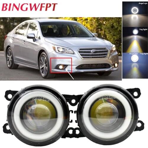 1pair Car Accessories H11 LED Fog Light with Angel Eye For Subaru Legacy 2.5L H4 2010-2012 For Subaru Forester 2013 - 2018