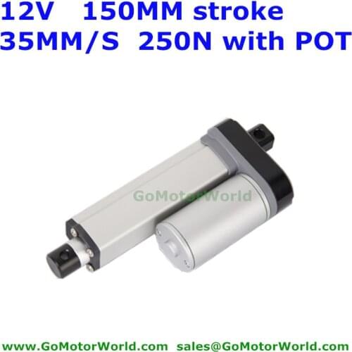 12V 150mm stroke 35mm/s speed 250N 25KG load fast speed linear actuator with Potentiometer POT signal feedback Waterproof IP 65