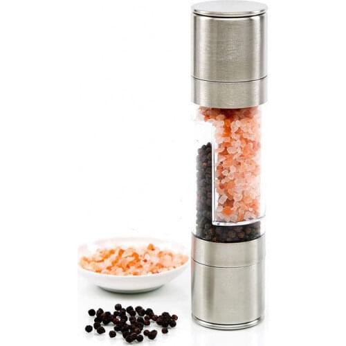 2 in 1 Seasoning Grinding Stainless Steel Manual Pepper Grinder Salt & Pepper Mill Grinder Kitchen Tools Accessories for Cooking