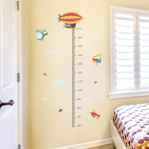 2019 Wholesale Home Decoration Wallpaper Seabed Animal Aircraft Removable Children Height Ruler Wall Sticker for Kids Playroom