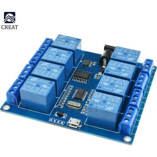 DC 5V 10A Micro USB 8 CH 8 Way Channel Relay Upper Computer ICSE014A 8-Channel Relay Serial Port Board Module 8 Way