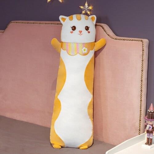 75/90CM Cute Cat Bib Cat Long Pillows Sleeping Animal Sofa Home Sofa Decor Cushion For Kids Girlfriend Gifts Birthday Christmas