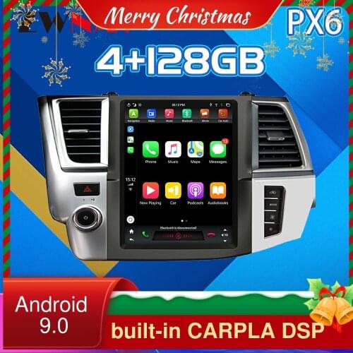 Android 9 PX6 4G128G 12.1" for Toyota highlander kluger Tesla style vertical screen Car GPS radio Navigation CARPLAY 2014-2018