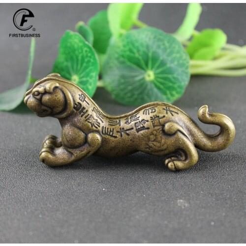 Antique Bronze Chinese Anticent Symbols Commanders Seal or Tally Tiger Figurines Miniatures Home Desk Decorations Accessories