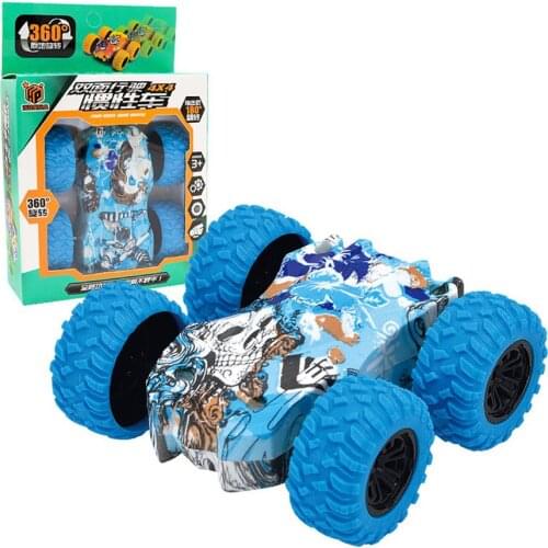 Pull Back Car Plastic Inertia Double Side Rotating Graffiti Off Road Car Model Toy For Children Christmas Gift