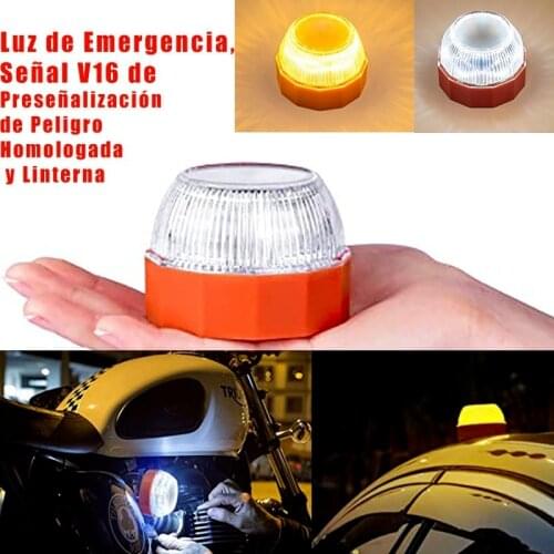 V16 Car LED Emergency Light Magnetic Fixation Waterproof Warning Flash Yellow White Lamp for Motorcycle Auto Road Accident