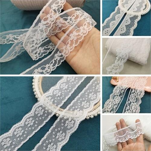 10Meters White Soft Lace Trim DIY Crafts Apparel Sewing One Edge Fabric Wedding Dress Underwear Lingerie Lace Material