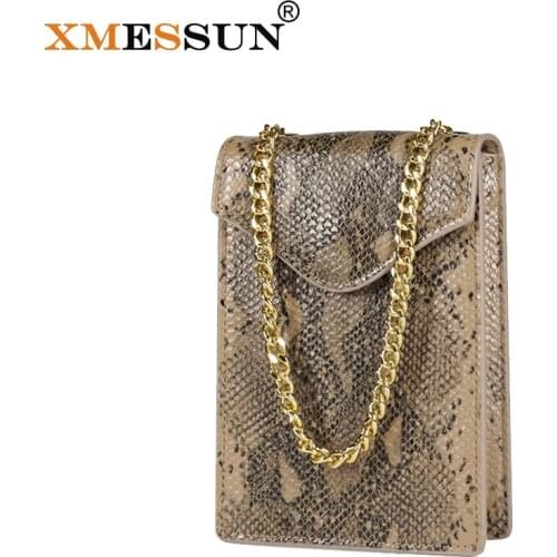 XMESSUN Phone Wallet Pouch Embossed Python Pattern Cow Leather With Lanyardr Pouch Phone Bag For iPhone X XS Max XR 6 6S 7 8Plus